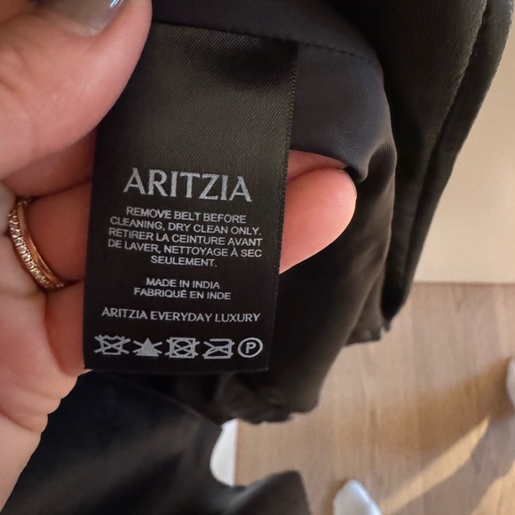Aritzia Black Faux Leather Trench Coat - Picture 2 of 4